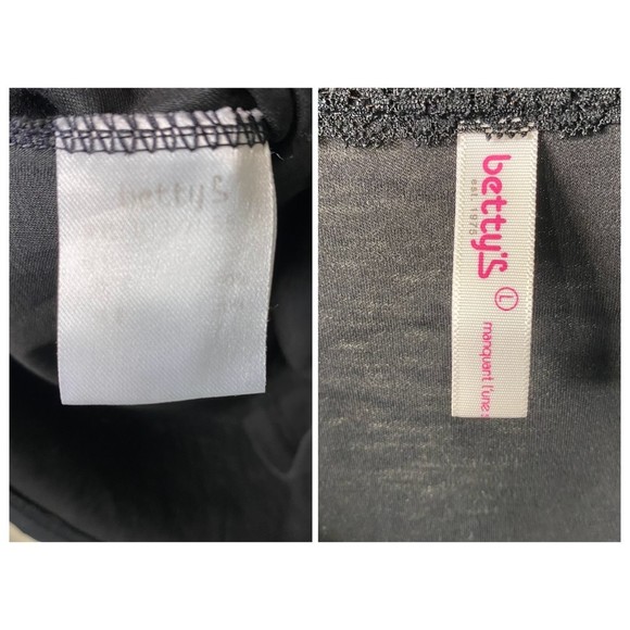 Betty's Cap Sleeve Black Short Sleeve Polk A Dot Bow Detail L - Picture 3 of 4